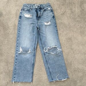 PacSun Light Blue Distressed Straight Leg Jeans